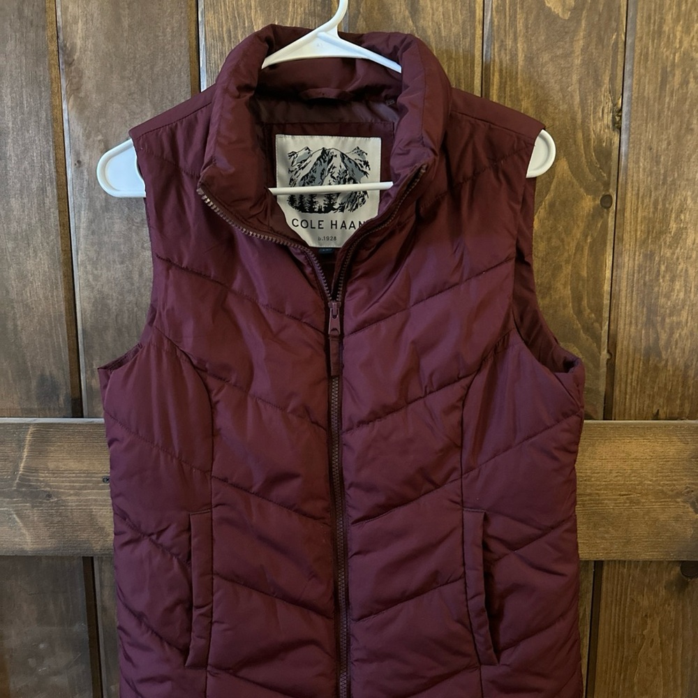 Cole Haan Women's Collared Full Zip Quilted Puffer Vest Size Small
